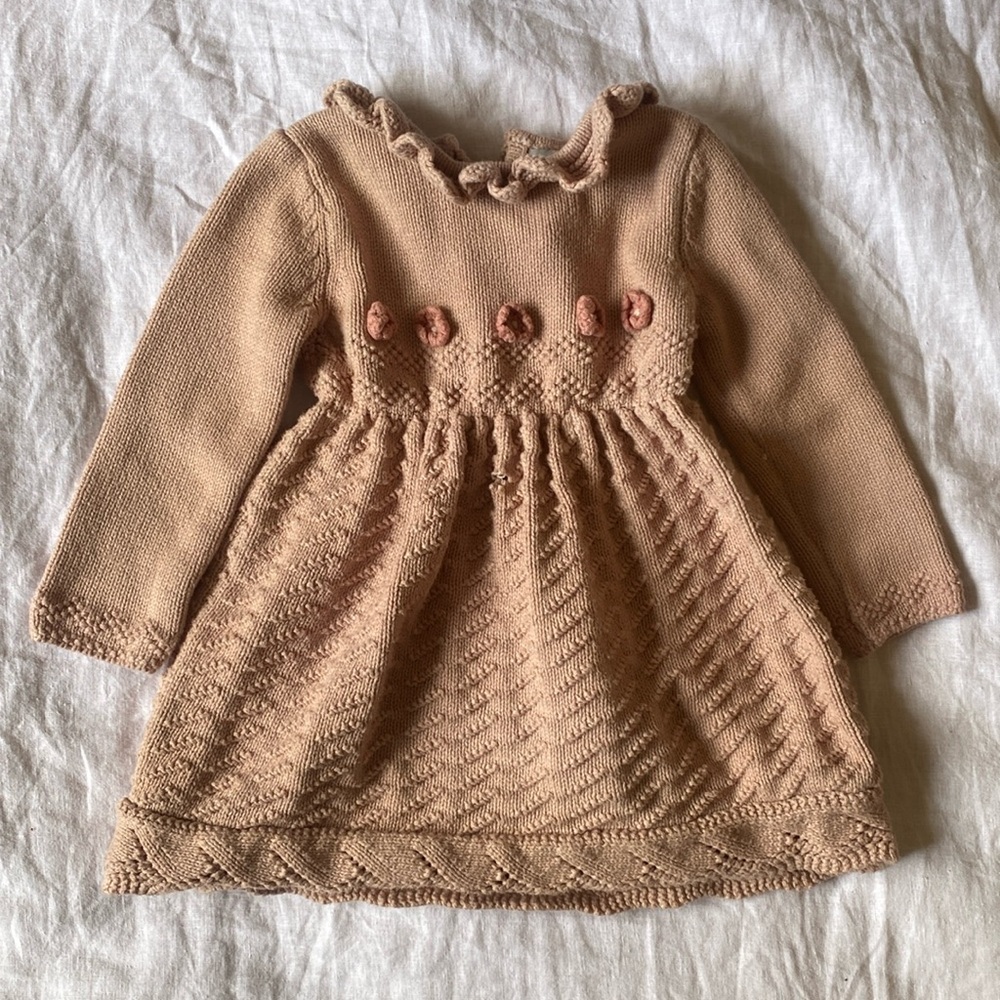 Knit dress baby beige and pink muted minimal